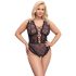 Cottelli Curves Plus Size - Transparent mønstret bodysuit (sort)