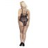 Cottelli Curves Plus Size - Transparent mønstret bodysuit (sort)