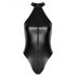 Noir - skinnende halsrem bodysuit (sort)