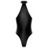 Noir - skinnende halsrem bodysuit (sort)