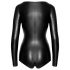 Noir - skinnende langærmet bodystocking (sort) - M