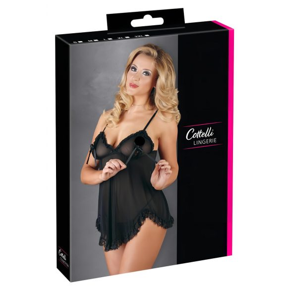 Cottelli - Let babydoll med flæser (sort) - M