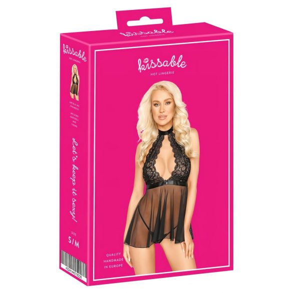 Kissable - halterneck blonde babydoll (sort)