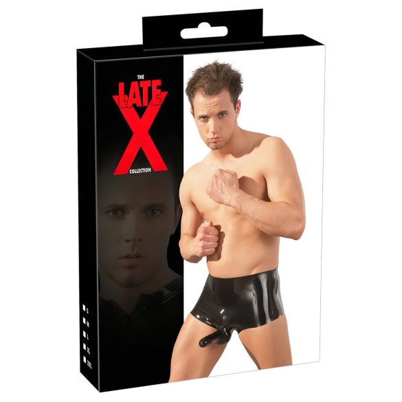 Latex-boxershorts med penisærme (sort)