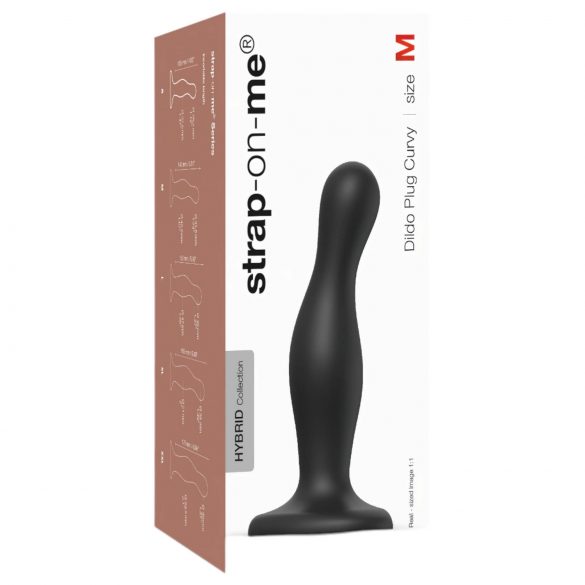 Strap-on-me Curvy M - bølget, base-dildo (sort)