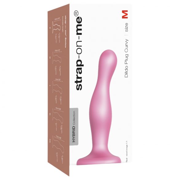 Strap-on-me Curvy M - bølget, fodet dildo (pink)