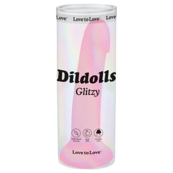 Dildolls Glitzy - pink silikon dildo med sugekop