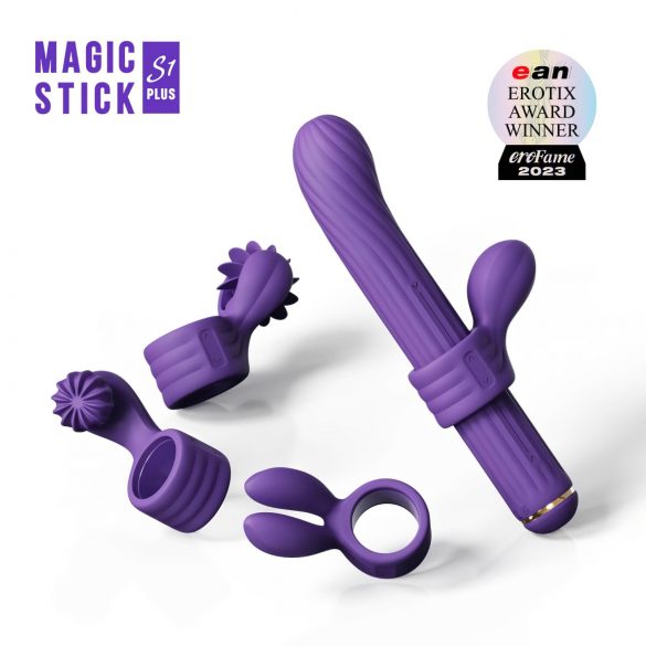 Magic Stick - Vibrator med udskiftelig klitorisarm (lilla)