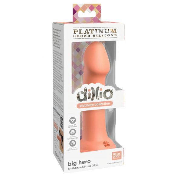 Dillio Big Hero - silikon dildo med sugekop (17 cm) - orange