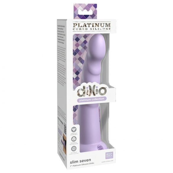 Dillio Slim Seven - sugekop-stimulator dildo (20 cm) - lilla