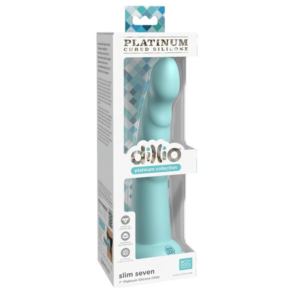 Dillio Slim Seven - sugekop-stimulator dildo (20 cm) - turkis