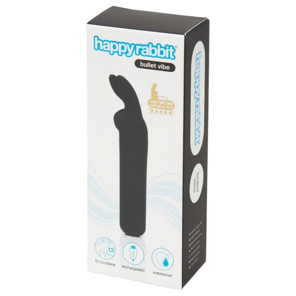 Happyrabbit Bullet - genopladelig kaninvibrator (sort)