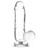 Addiction Crystal - gennemsigtig dildo med base og testikler - 15 cm