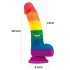 Regnbue realistisk silikon dildo - 19 cm