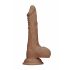 RealRock Dong 10 - Naturtro dildo med testikler (25 cm) - Mørk natur