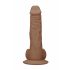 RealRock Dong 10 - Naturtro dildo med testikler (25 cm) - Mørk natur