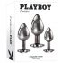 Playboy anal plugsæt - 3 dele (sølv)