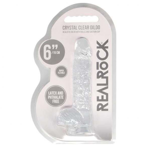 REALROCK - realistisk dildo - krystalklar (15 cm)