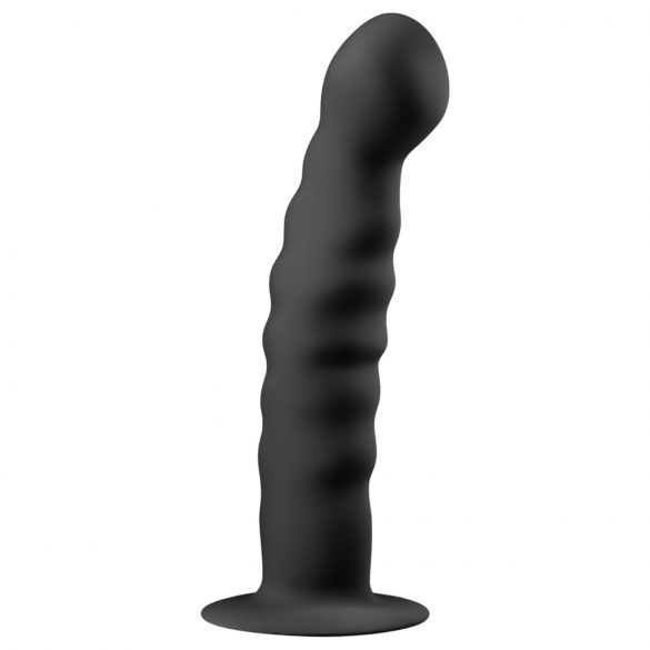 Easytoys Ribbed - Sort sugekop anal dildo 14cm