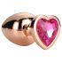 Gleaming Love - aluminium anal plug med hjerteformet sten (rosaguld)