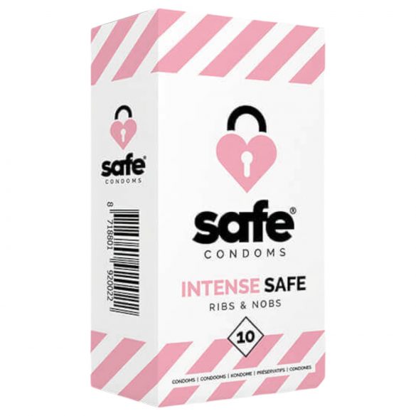 SAFE Intense - ribbet & prikket kondom (10 stk)