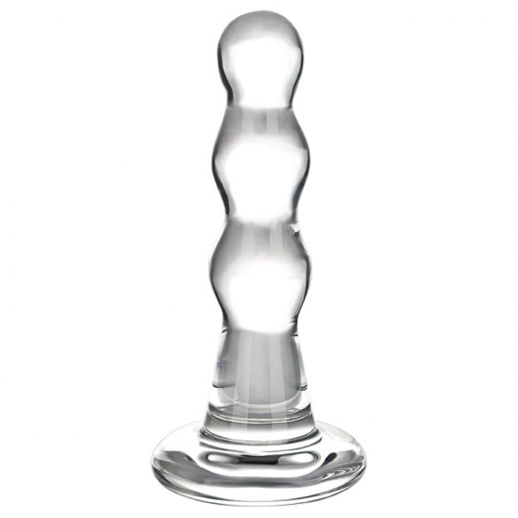 GLAS - bølget glas analdildo (transparent)