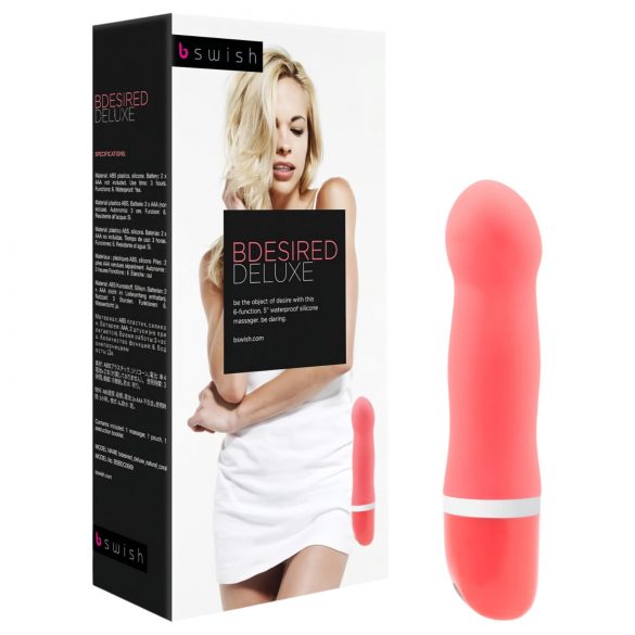 B SWISH Bdesired Deluxe - stavvibrator med fremtrædende hoved (korall)