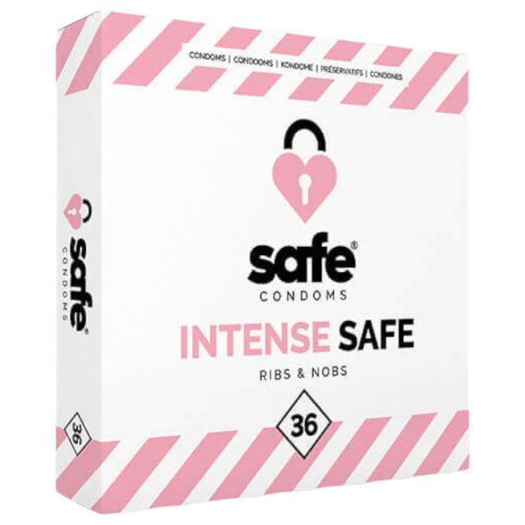 SAFE Intense - Rillet og nubret kondom (36 stk)