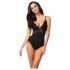 Obsessive 810-TED-1 - Sort elastisk body med blonder - L/XL