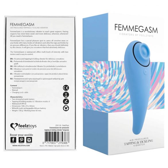 FEELZTOYS Femmegasm - genopladelig 2-i-1 klitorisvibrator (blå)