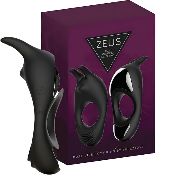 FEELZTOYS Zeus - genopladelig, vibrerende penisring (sort)