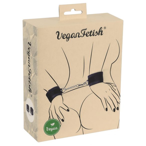 Vegan Fetish - håndledsmanchetter, kort kæde (sort)