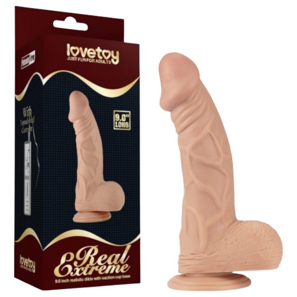 Lovetoy Real Extreme - sugekop dildó med testikler - 23 cm (natur)