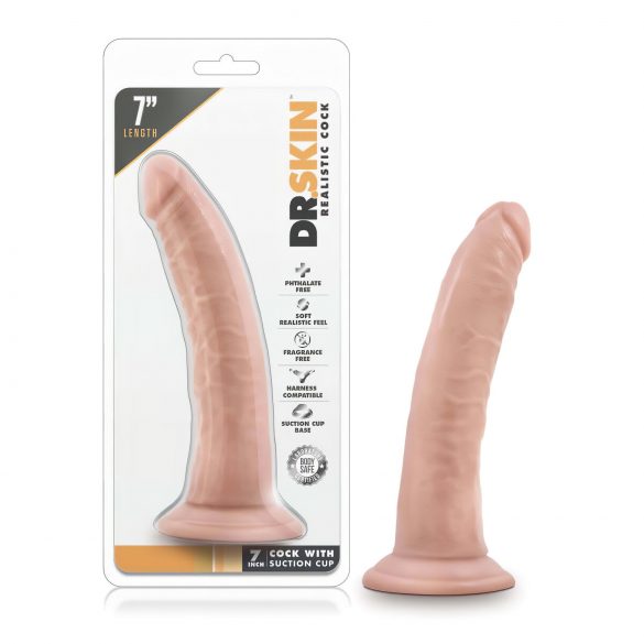 Dr. Skin 7 - sugekop dildo - naturlig (17,5 cm)