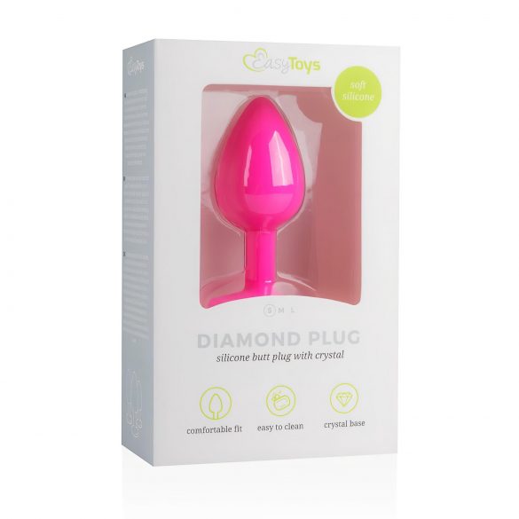 Easytoys Diamond Small - analplug (pink-hvid)