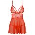 Fristende blonde babydoll med trusser (rød)